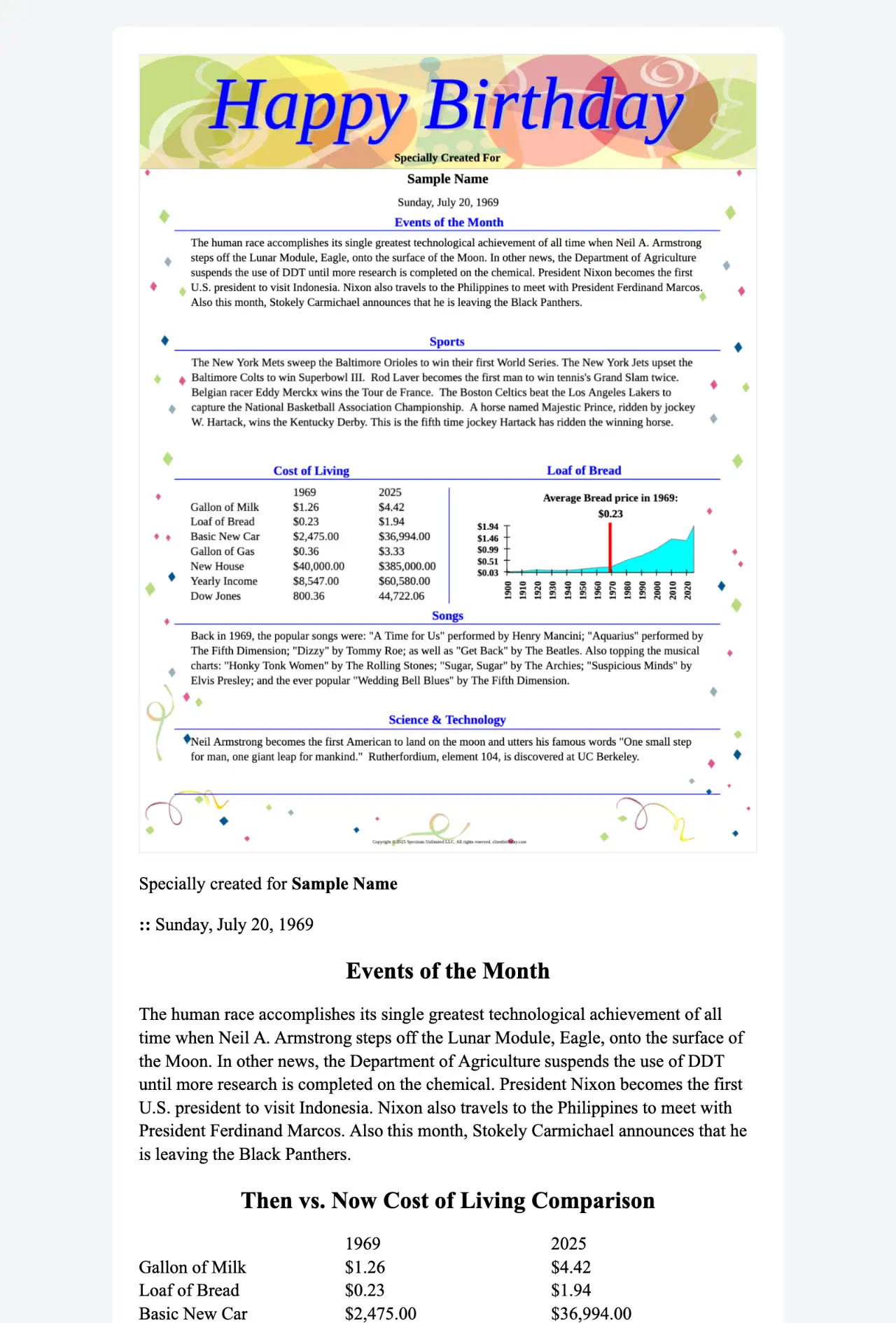 Greeting email example