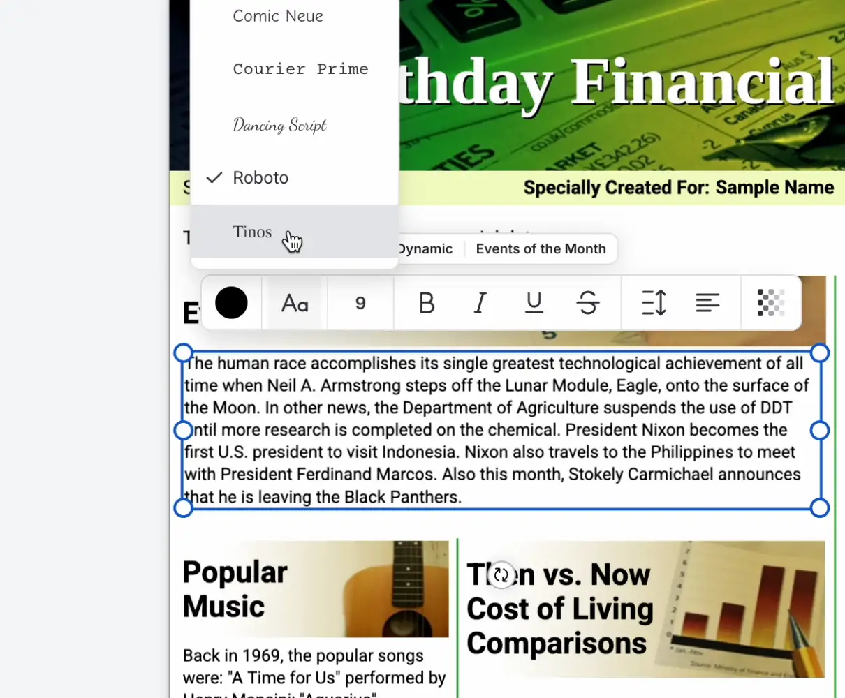 Greeting personalization example