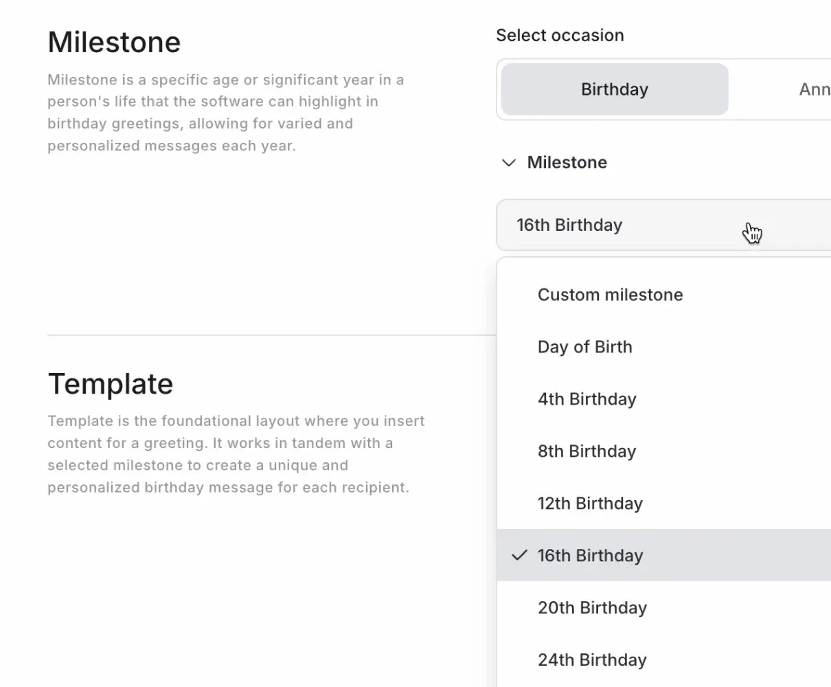Milestone feature